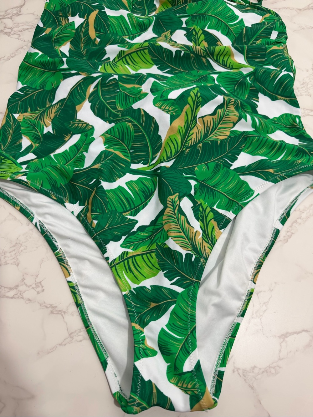 NWOT Love & Sports Tropical Green Banana Leaf‎ Swim One-Piece - L (12-14) - Picture 4 of 8